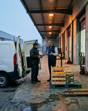 Daniel on a warehouse loading dock at dawn